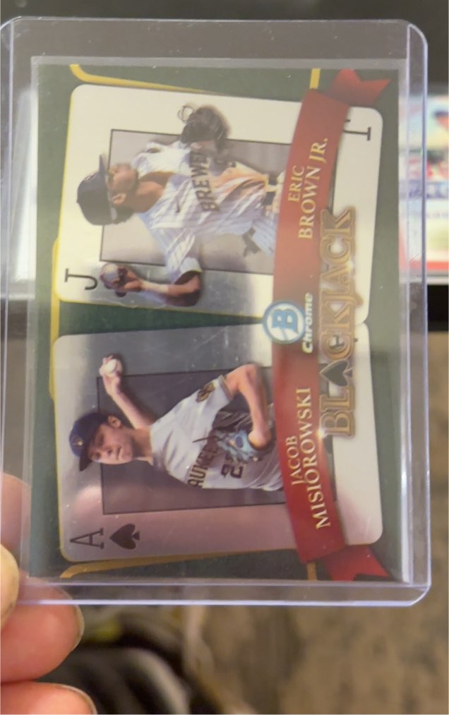 2022 Bowman Chrome Draft Blackjack #BJ-4 Jacob Misiorowski / Eric Brown Jr. — front