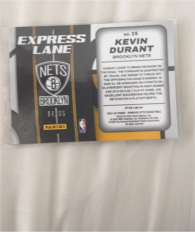 2021-22 Panini Donruss Optic Express Lane #25 Kevin Durant — front