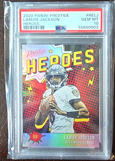 2020 Panini Prestige #HE-LJ Lamar Jackson Heroes — front
