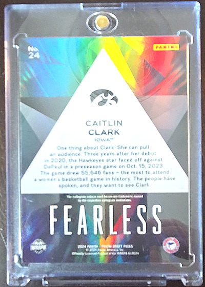 2024 Panini Prizm Draft Picks Fearless #24 Caitlin Clark — front