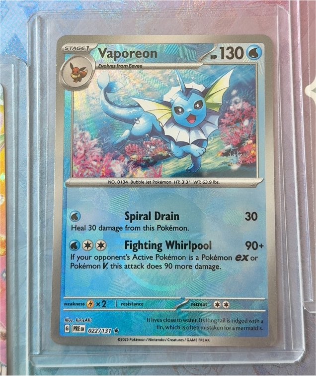 2025 Pokémon Prismatic Evolutions #022 Vaporeon — front