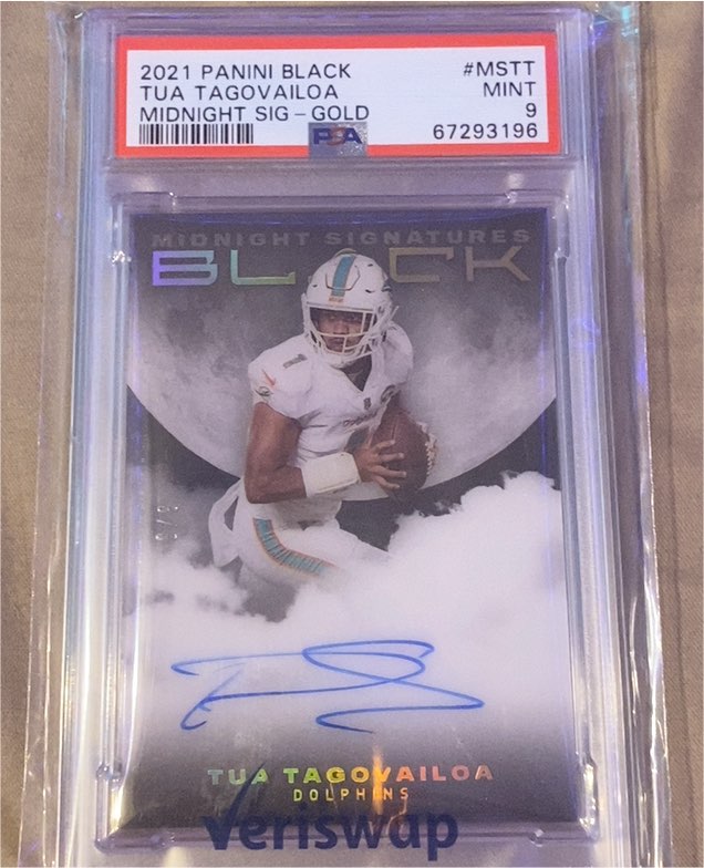 2021 Panini Black #MSTT Tua Tagovailoa Midnight Signatures Gold — front
