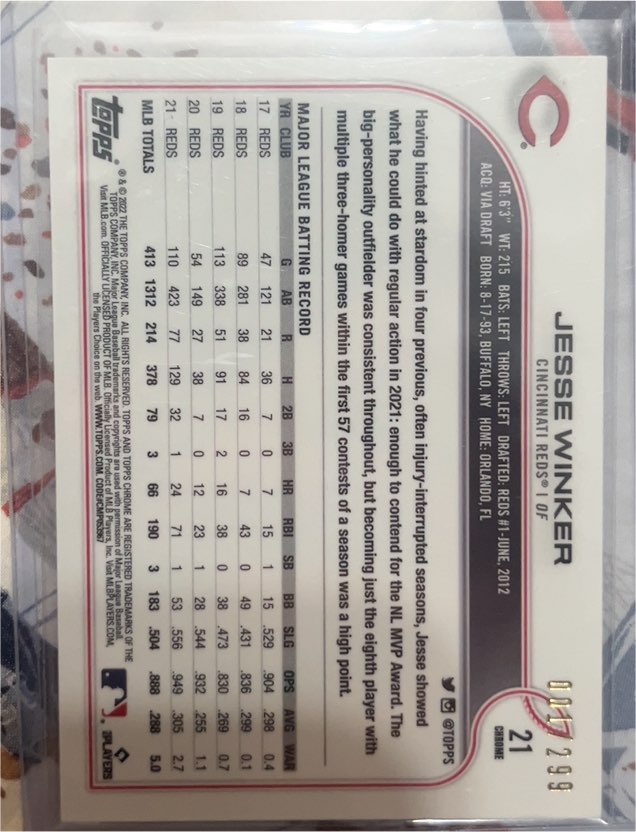 2022 Topps #21 Jesse Winker — front