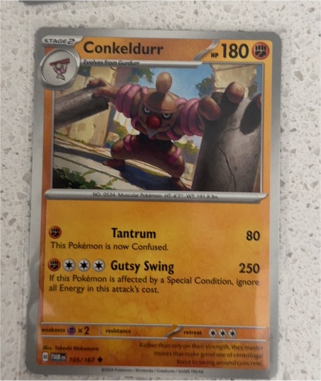 2024 Pokémon TCG Twilight Masquerade #105 Conkeldurr — front