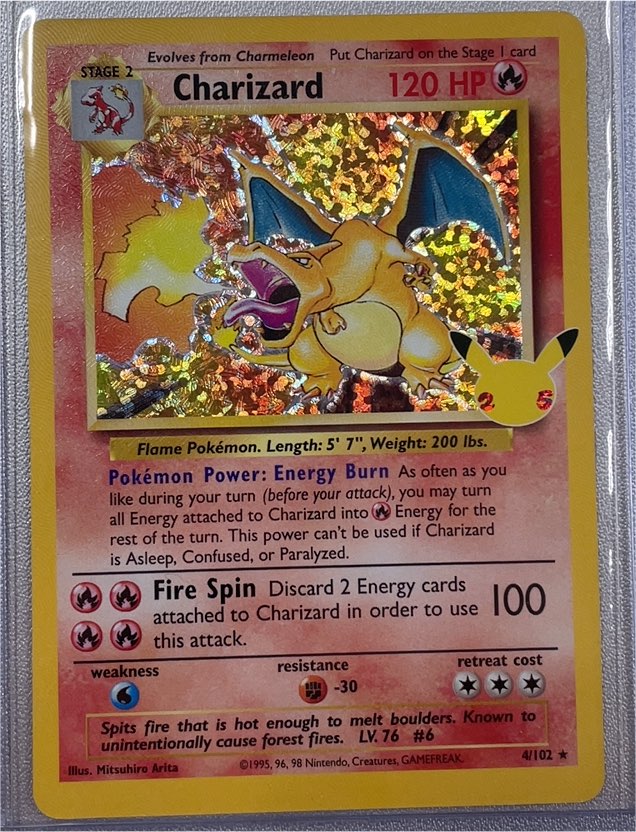 1995 Pokémon #4 Charizard — front