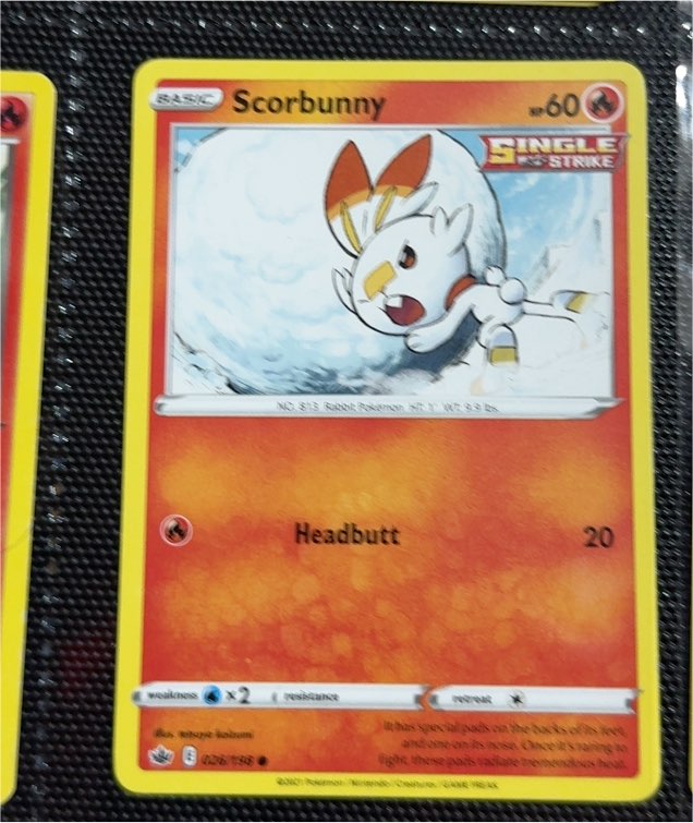 2021 Pokémon Chilling Reign #026 Scorbunny — front