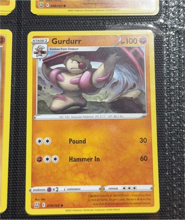 2021 Pokémon Battle Styles #074 Gurdurr — front