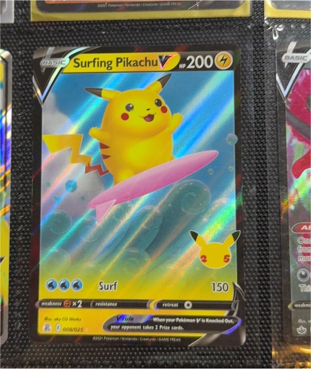 2021 Pokémon Celebrations #008 Surfing Pikachu V — front