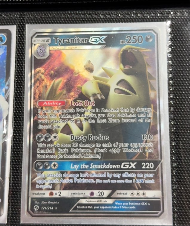 2018 Pokémon Sun & Moon Lost Thunder #121 Tyranitar GX — front