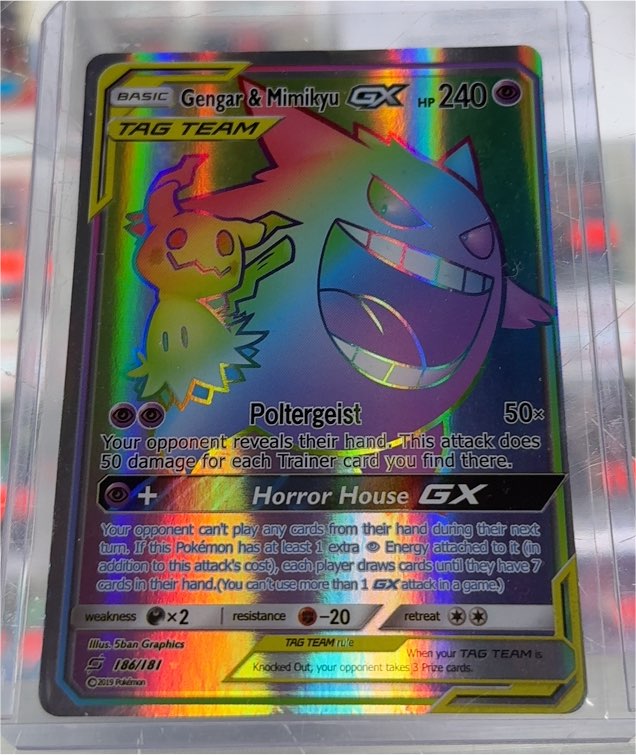 2019 Pokémon TCG Team Up #186 Gengar & Mimikyu GX — front