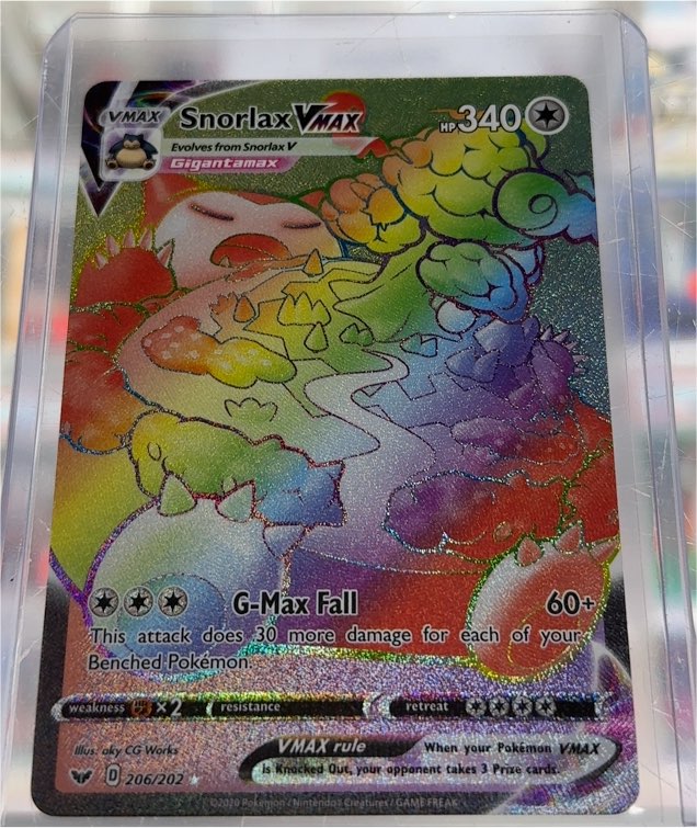 2020 Pokémon TCG #206 Snorlax VMAX Secret Rare Rainbow — front