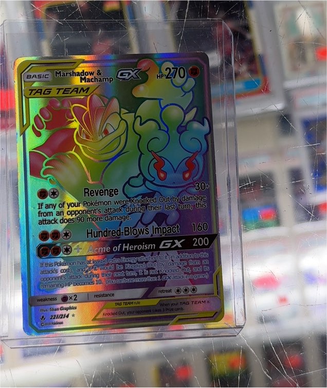 2019 Pokémon TCG Unbroken Bonds #221 Marshadow & Machamp GX — front