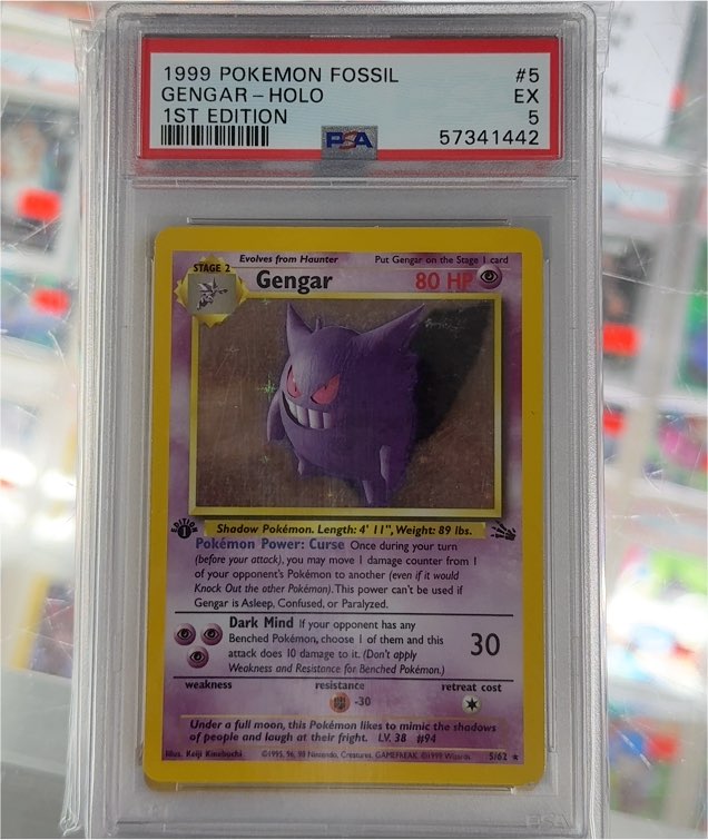 1999 Pokémon Fossil #5 Gengar — front