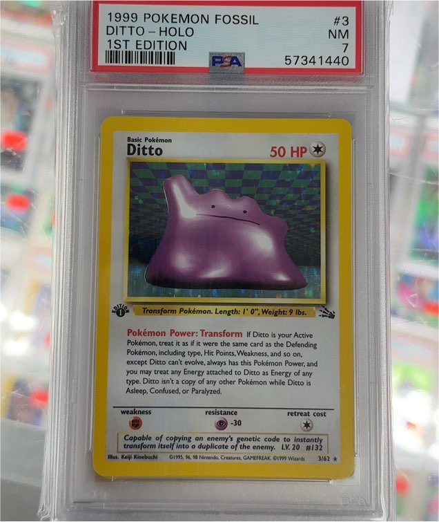 1999 Pokémon Fossil #3 Ditto Holo 1st Edition — front