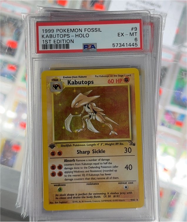 1999 Pokémon Fossil #9 Kabutops — front