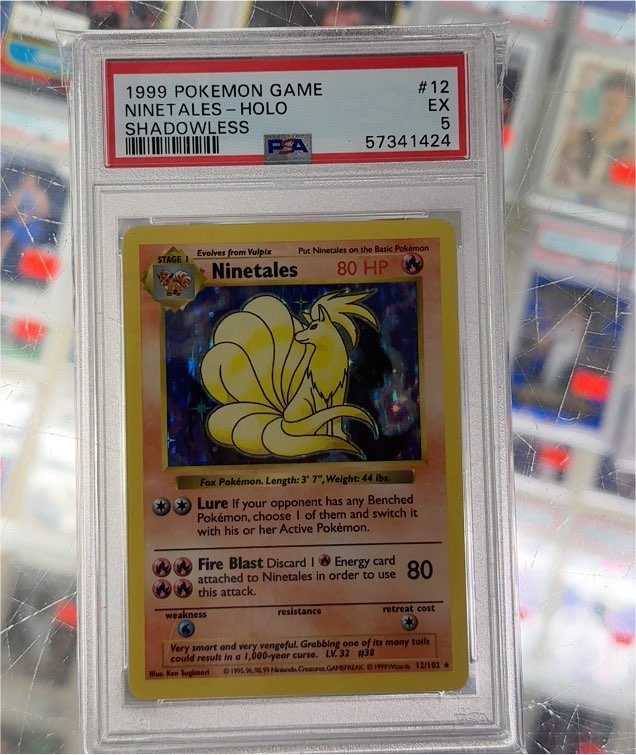 1999 Pokémon Base Set #12 Ninetales Holo Shadowless — front