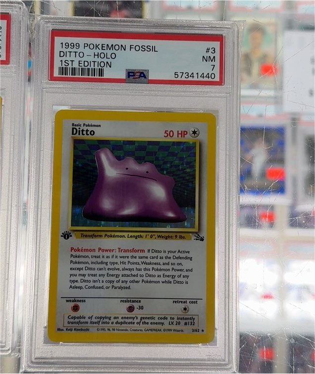 1999 Pokémon Fossil #3 Ditto Holo 1st Edition — front