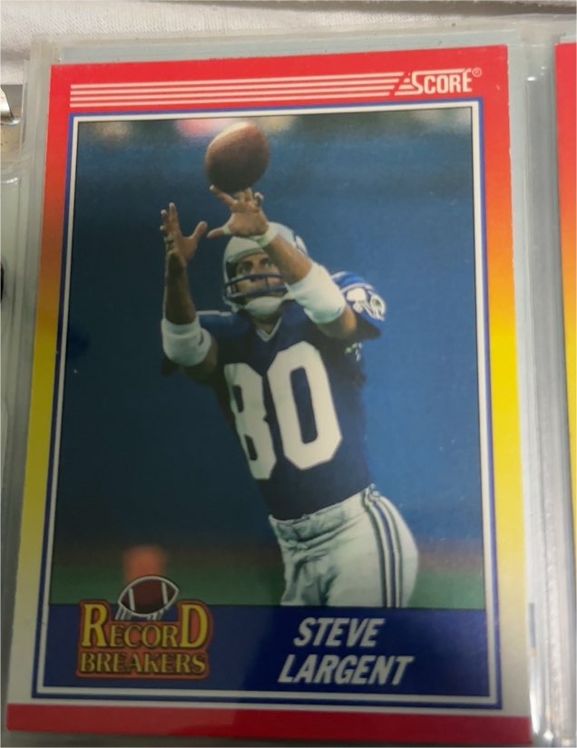 1990 Score Record Breakers #592 Steve Largent — front
