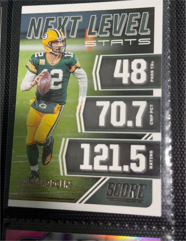 2021 Panini Score #NL4 Aaron Rodgers Next Level Stats — front