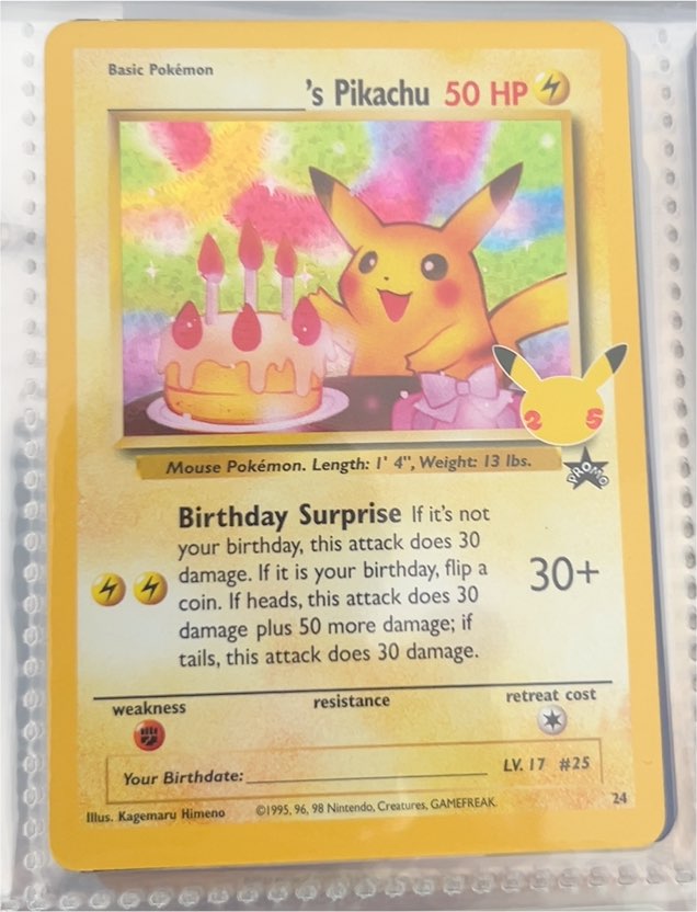1995 96 98 #24 Pokémon's Pikachu Birthday Surprise Foil — front