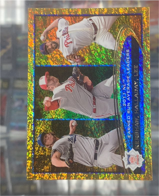 2012 Topps Gold Sparkle #297 Clayton Kershaw/Roy Halladay/Cliff Lee — front
