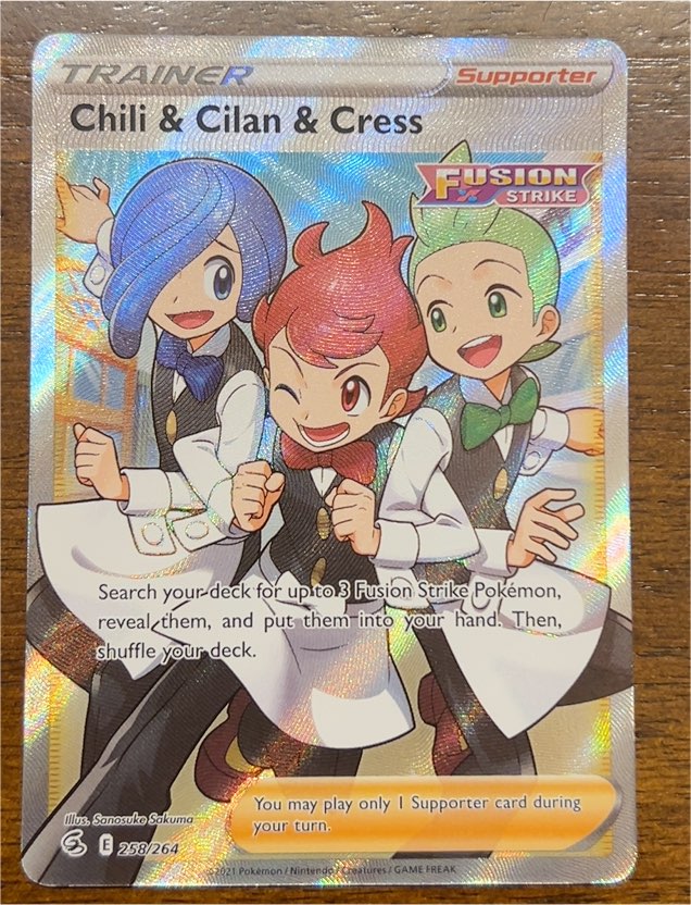 2021 Pokémon SWSH Fusion Strike #258 Chili & Cilan & Cress — front