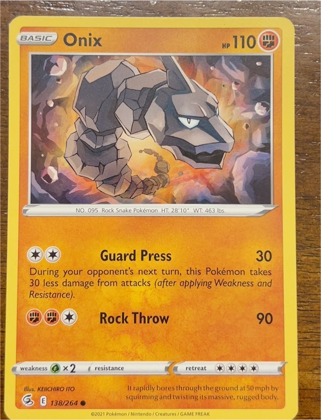2021 Pokémon Fusion Strike #138 Onix — front