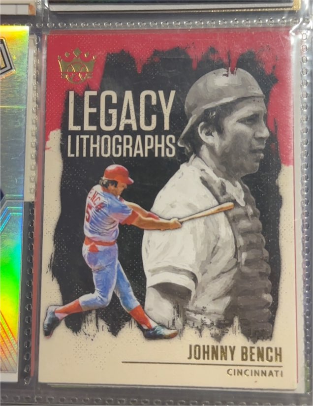 2021 Panini Diamond Kings #LL-7 Johnny Bench Legacy Lithographs — front