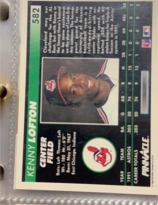 1991 Pinnacle #582 Kenny Lofton — front