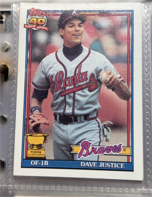 1991 Topps #329 Dave Justice — front