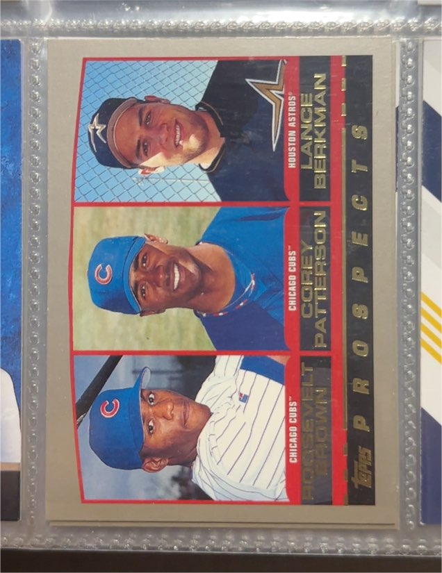 2000 Topps Chrome #207 Lance Berkman / Corey Patterson / Roosevelt Brown — front