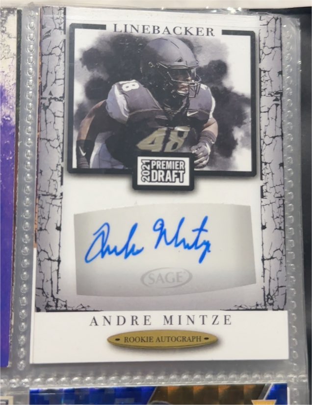 2021 Sage Hit Premier Draft Black #A119 Andre Mintze Rookie Autograph — front
