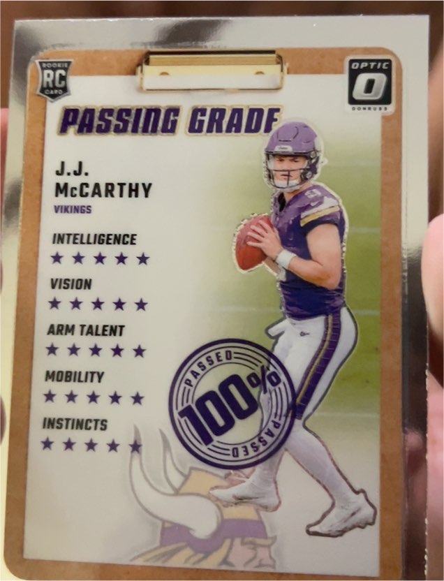 2024 Donruss Optic #6 J.J. McCarthy Passing Grade Rookie — front