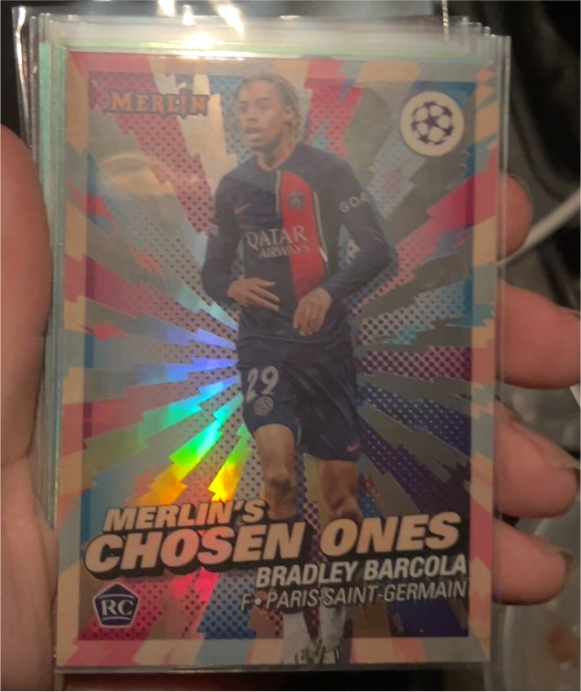 2023-24 Topps Merlin UEFA #MC-9 Bradley Barcola Merlin's Chosen Ones — front