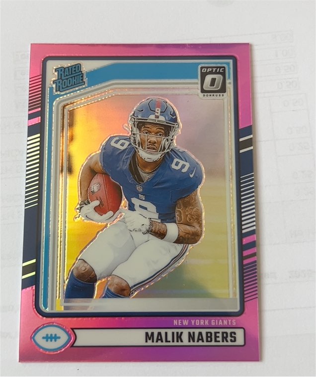 2024 Donruss Optic #383 Malik Nabers Rated Rookie Pink Prizm — front