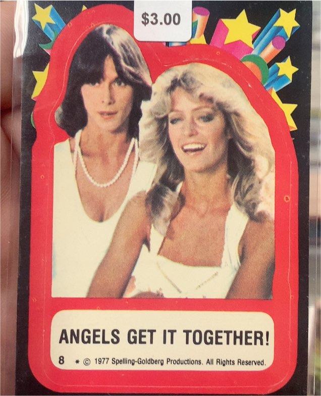 1977 Topps Charlie's Angels Sticker #8 Angels Get It Together! — front