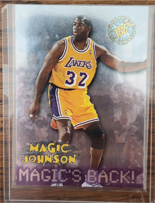 1995-96 Topps Stadium Club #361 Magic Johnson Magic's Back! Los Angeles Lakers — front