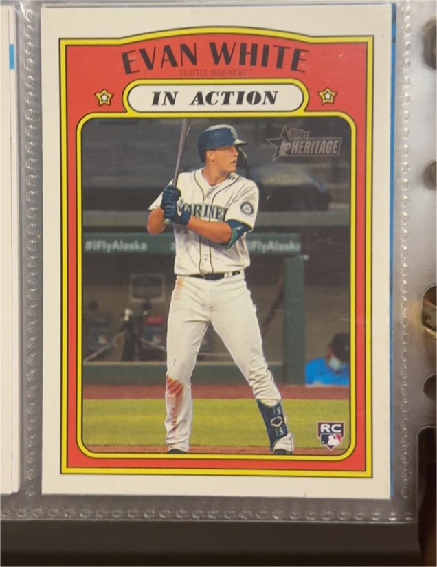 2021 Topps Heritage #134 Evan White In Action Rookie Card — front