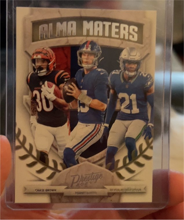 2024 Panini Prestige #24 Alma Maters Chase Brown, Tommy DeVito, Devon Witherspoon — front