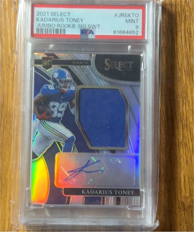 2021 Panini Select #JRSKTO Kadarius Toney Jumbo Rookie Signature Swatch — front