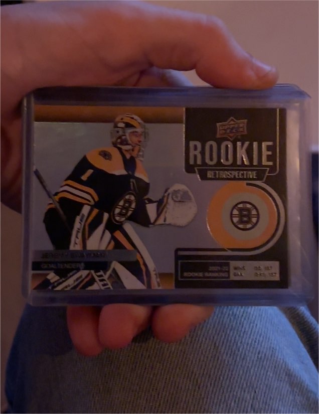 2022-23 Upper Deck Series 1 #RR-10 Jeremy Swayman Rookie Retrospective Bruins — front