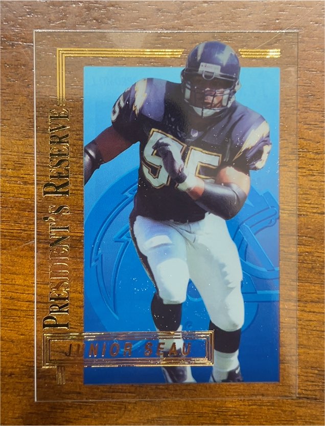 1996 Collector's Edge President's Reserve Promo #1 Junior Seau — front