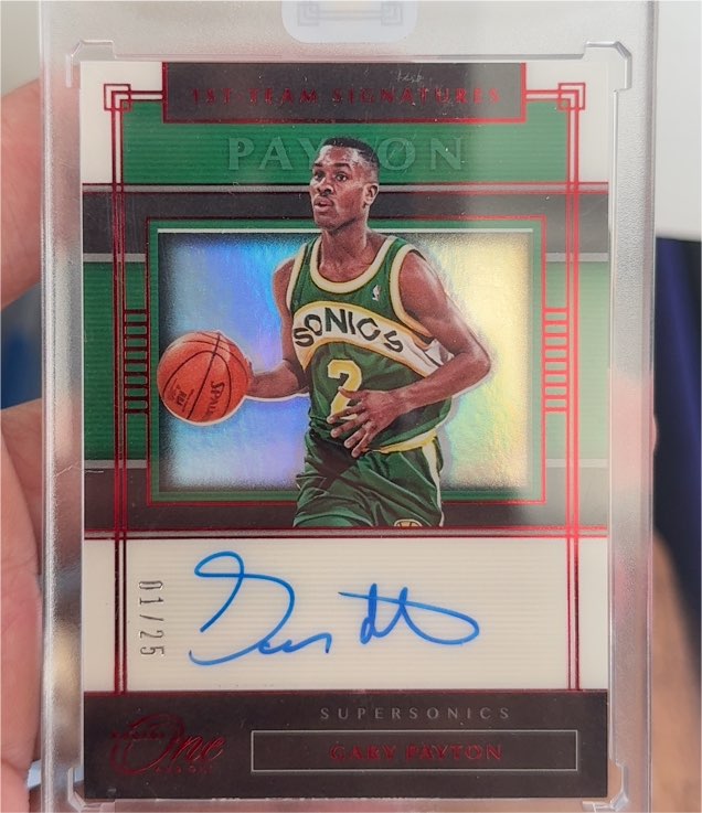 2019-20 Panini One and One 1st Team Signatures #FT-GP Gary Payton — front