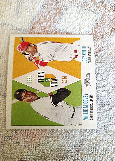 2014 Topps Heritage Then & Now #TAN-MS Joey Votto / Willie McCovey — front