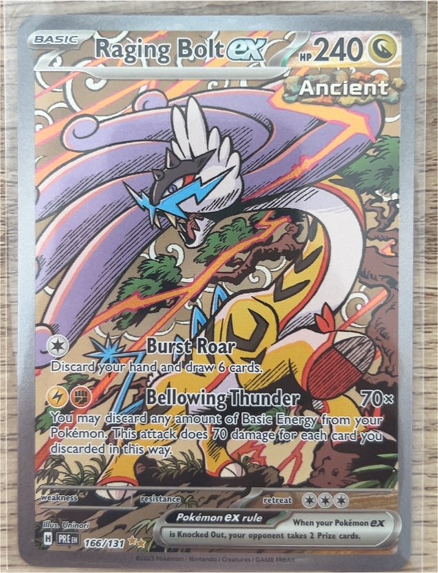 2025 Pokémon TCG Prismatic Evolutions #166/131 Raging Bolt ex — front