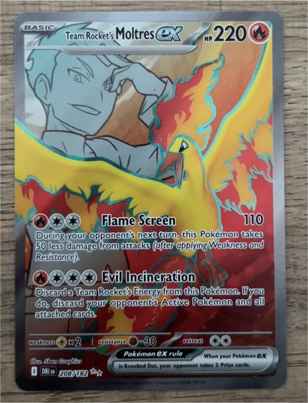 2025 Pokémon TCG Team Rocket's Moltres ex #208/182 — front