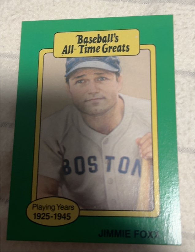 1987 Hygrade Baseball's All-Time Greats Jimmie Foxx — front
