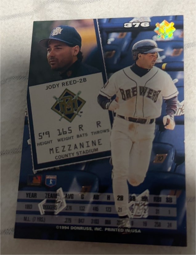 1994 Donruss #376 Jody Reed — front
