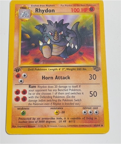 1999 Pokémon Jungle #45 Rhydon — front