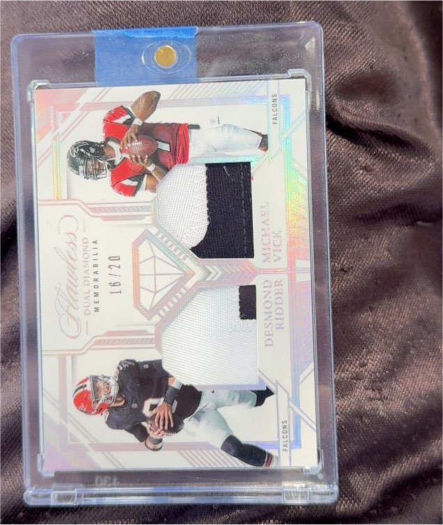 2023 Panini Flawless Dual Diamond Memorabilia #16/20 Desmond Ridder/Michael Vick — front